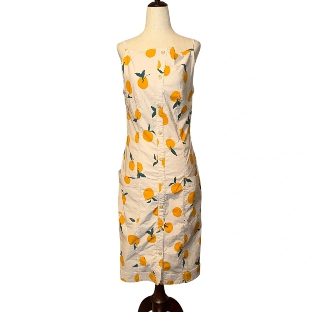 Anthropologie Dylan Mierzwinski Colette Midi Dress with Orange Print - Picture 1 of 3